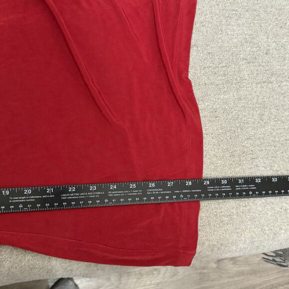 Chicos Travelers Top Women 3 Red Slinky Tunic Ruched Flattering Cruise Travel - Picture 7 of 7